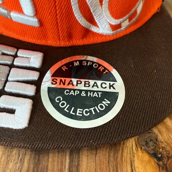 Cleveland Browns Snapback Hat Embroidered Logo Cap Big C Orange Brown New Tags - Picture 15 of 16